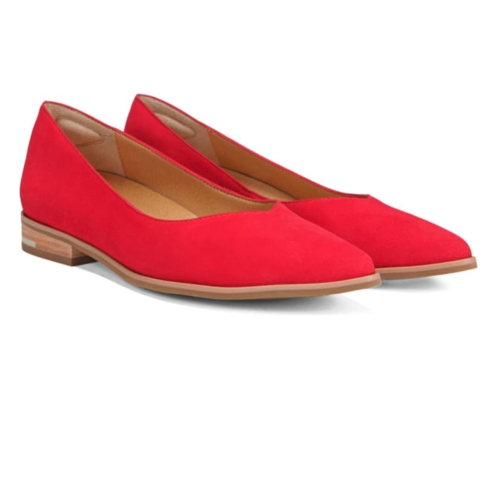 Dr. Scholl's red suede pointy toe flats